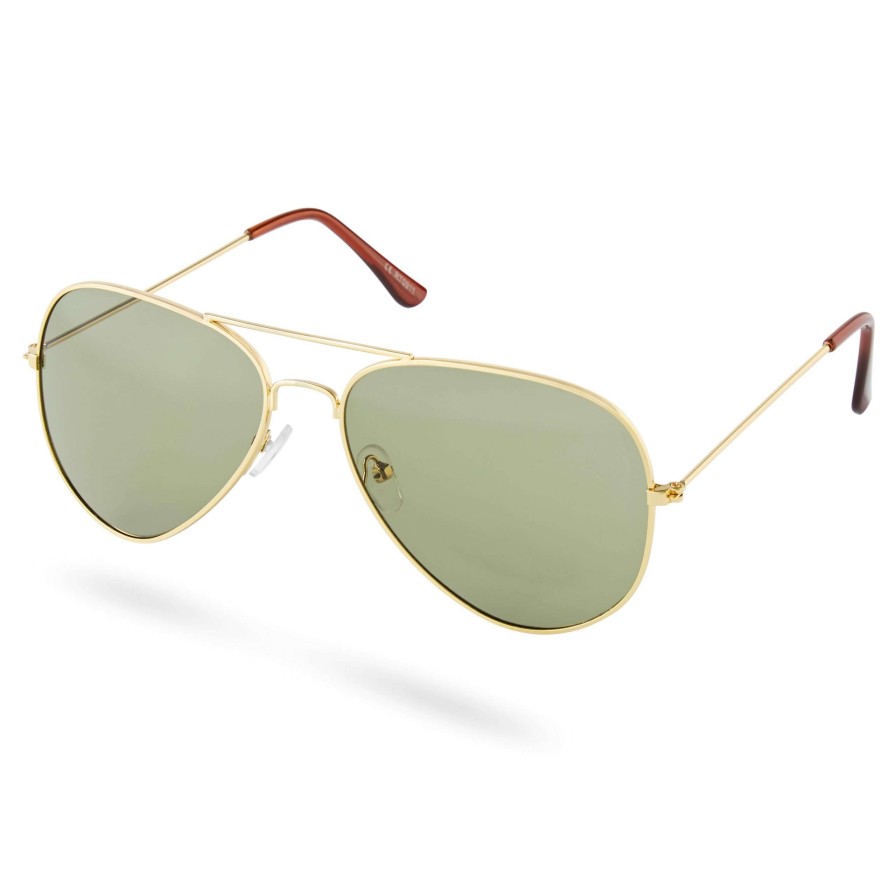 Sunglasses * | New Paul Riley Gold-Tone & Green Aviator Sunglasses