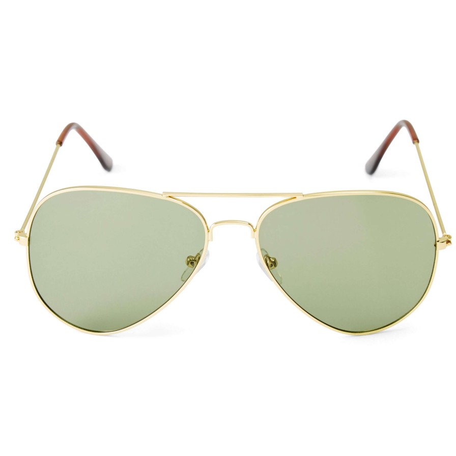 Sunglasses * | New Paul Riley Gold-Tone & Green Aviator Sunglasses