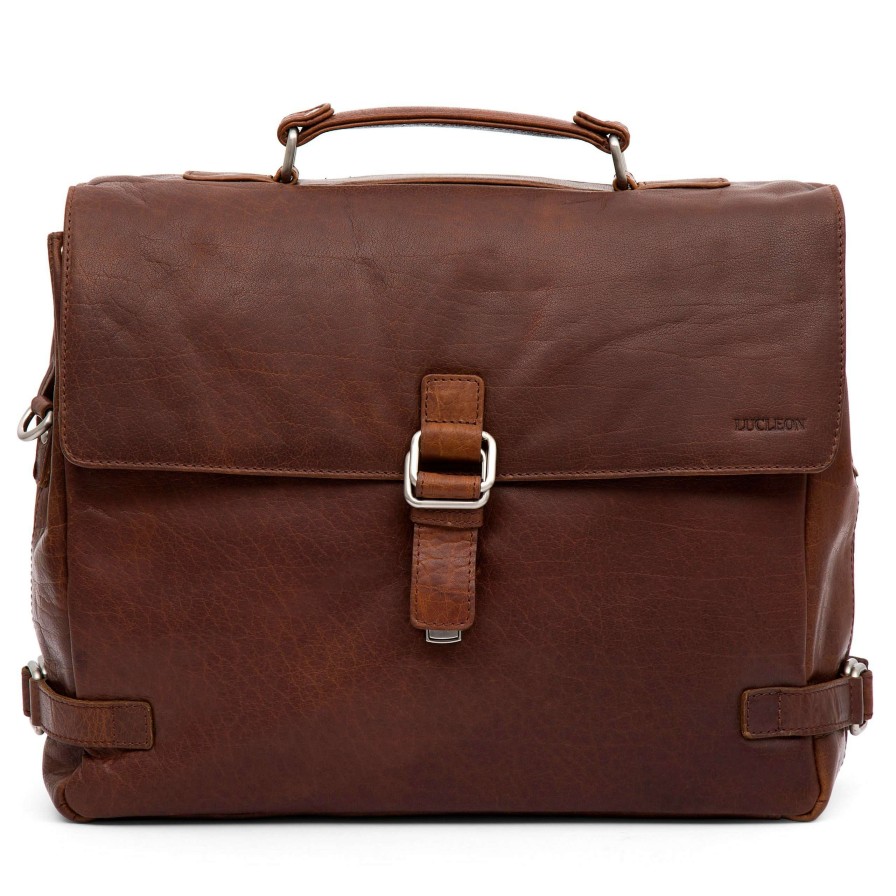 Bags * | Best Reviews Of Lucleon Montreal | Luxury Tan Leather Satchel Bag