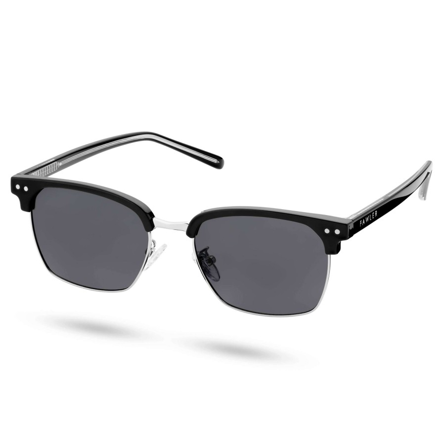 Sunglasses * | Best Pirce Fawler Black & Lead Stainless Steel Polarised Sunglasses