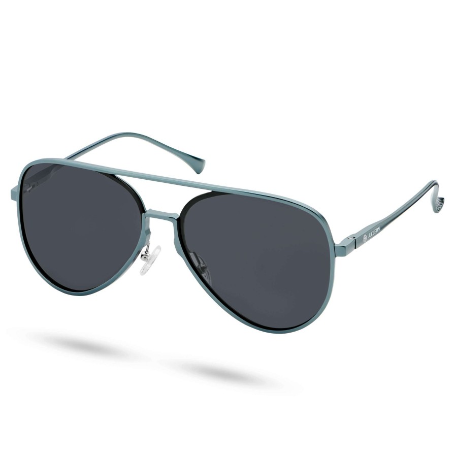 Sunglasses * | Promo Lucleon Petrol Blue & Gunmetal Polarised Aluminum Aviator Sunglasses