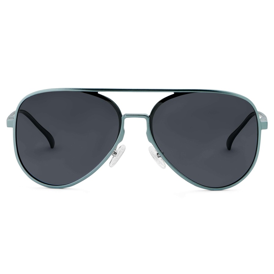 Sunglasses * | Promo Lucleon Petrol Blue & Gunmetal Polarised Aluminum Aviator Sunglasses