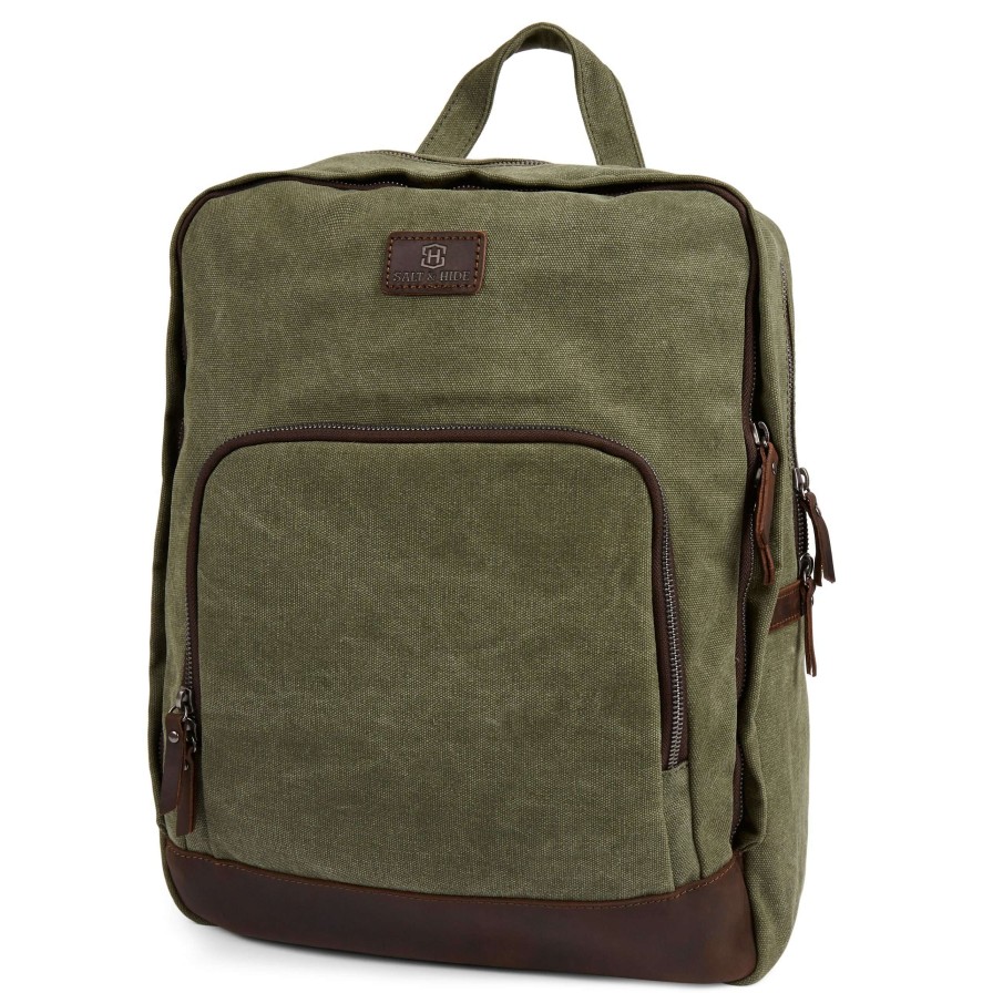 Bags * | New Salt & Hide Tarpa | Olive Green & Dark Brown Backpack