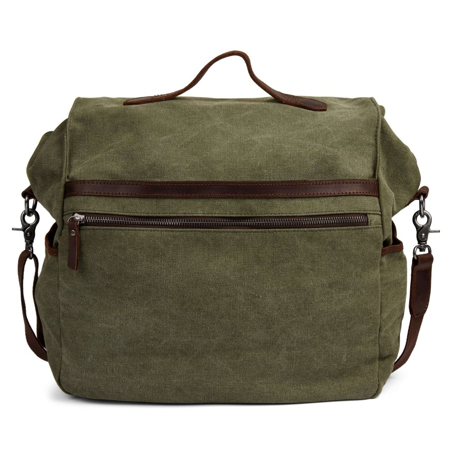 Messenger Bags * | Best Reviews Of Salt & Hide Tarpa | Xl Olive Green & Dark Brown Canvas Camera Bag