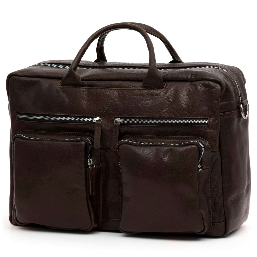 Bags * | Budget Lucleon Montreal Combi Brown Leather Travel Bag