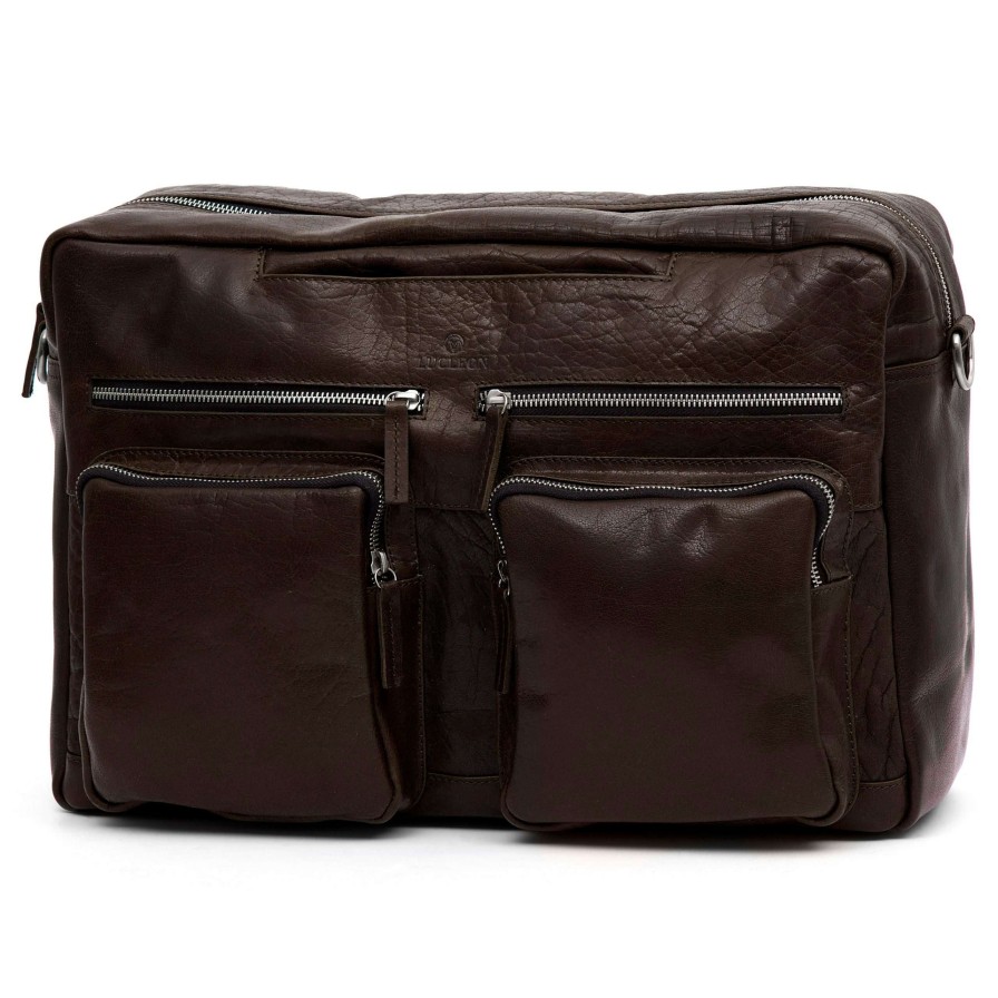 Bags * | Budget Lucleon Montreal Combi Brown Leather Travel Bag