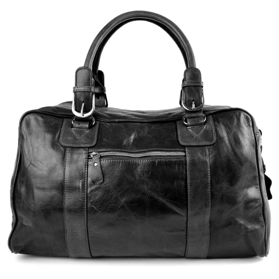 Bags * | Flash Sale Delton Bags Black Weekend/Sports Leather Bag