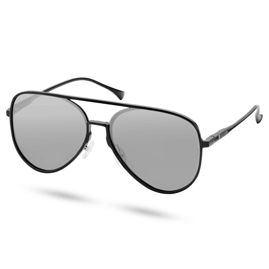 Sunglasses * | Hot Sale Lucleon Black & Grey Polarised Aluminum Aviator Sunglasses