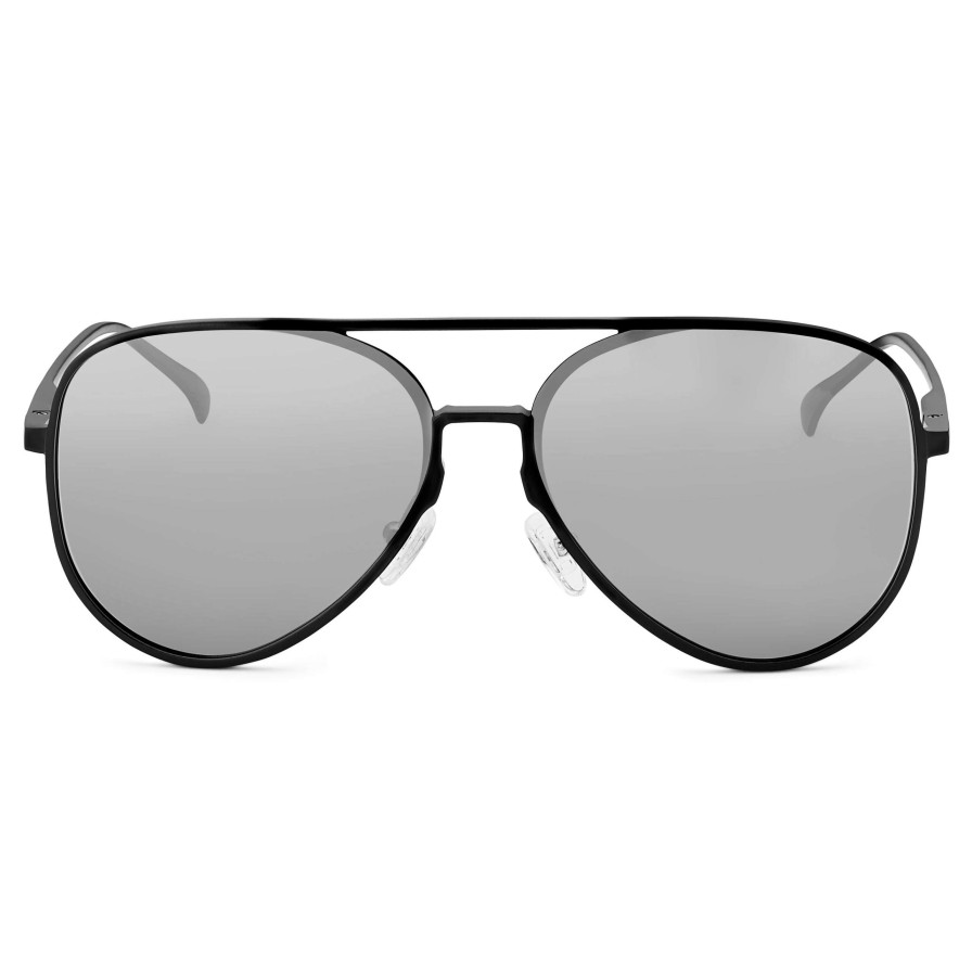 Sunglasses * | Hot Sale Lucleon Black & Grey Polarised Aluminum Aviator Sunglasses