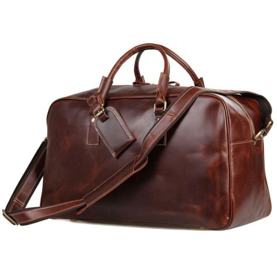 Bags * | Cheapest Delton Bags Dark Brown Leather Weekend Bag