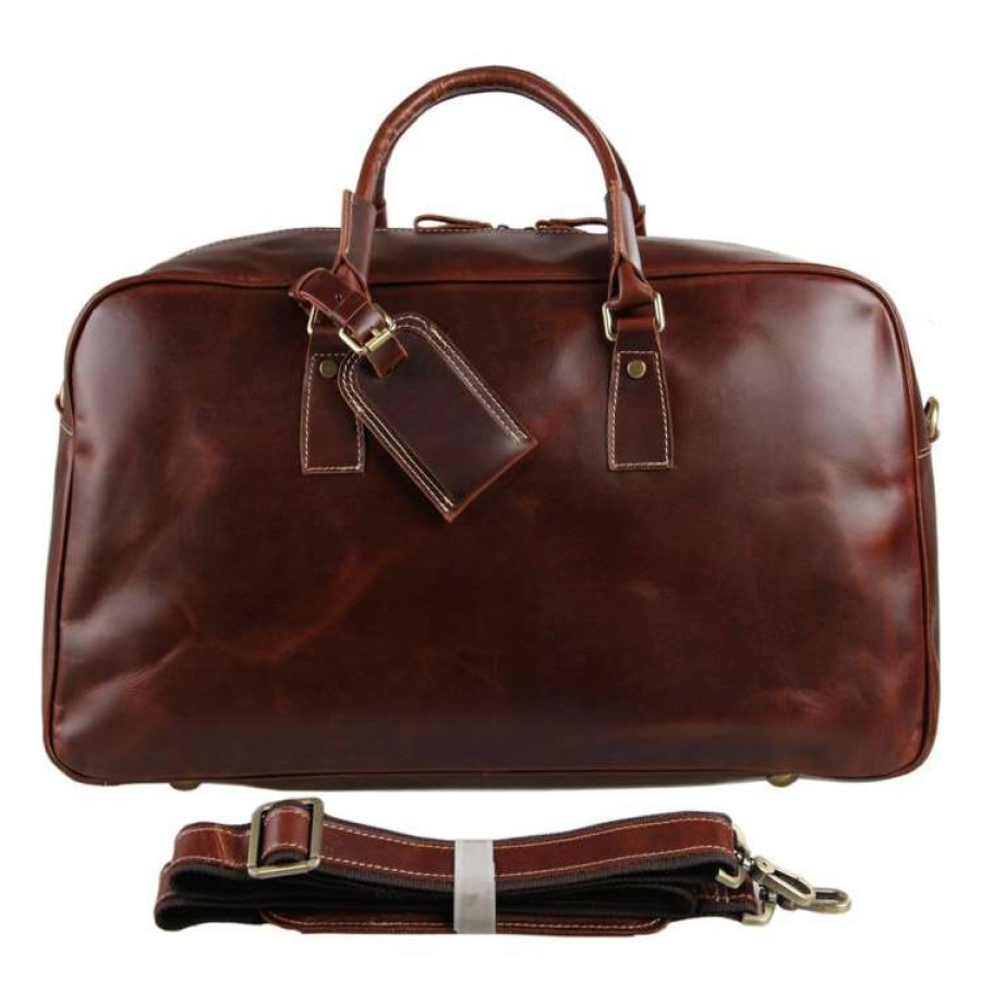 Bags * | Cheapest Delton Bags Dark Brown Leather Weekend Bag