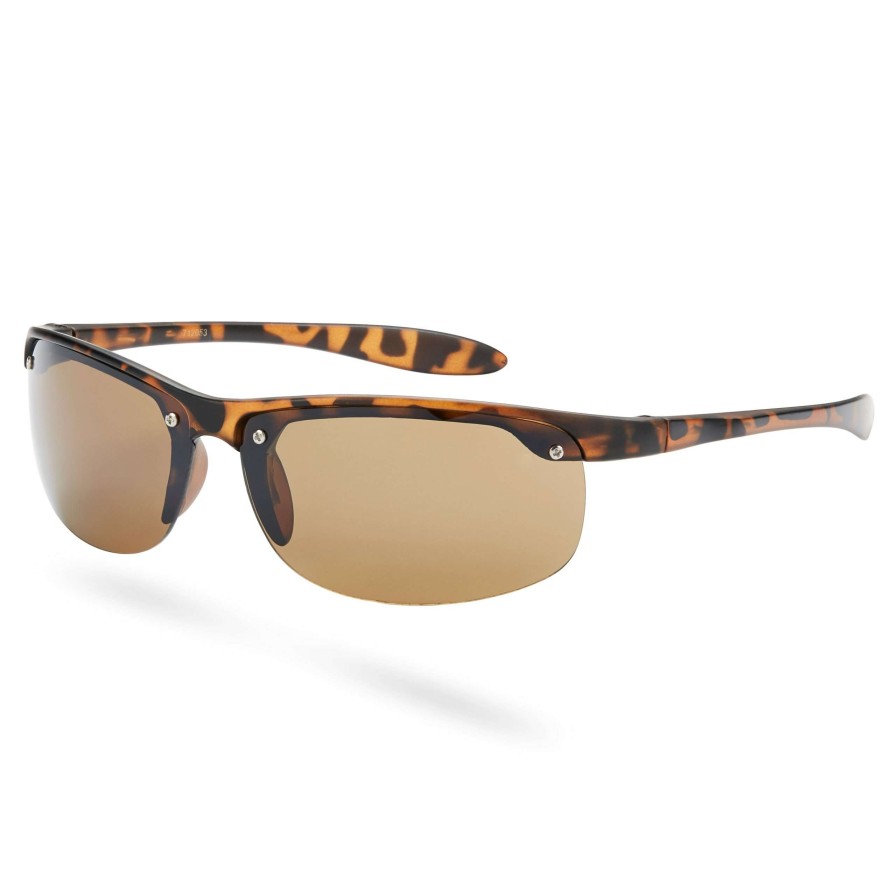 Sunglasses * | Best Sale Evershade Tortoise Shell & Brown Wraparound Sports Sunglasses