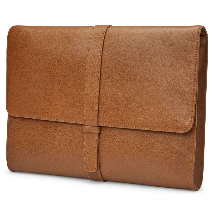 Bags * | Budget Lucleon 13 Tan Leather Laptop Case