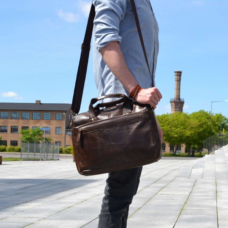 Bags * | Top 10 Delton Bags Dark Brown Everyday Leather Bag