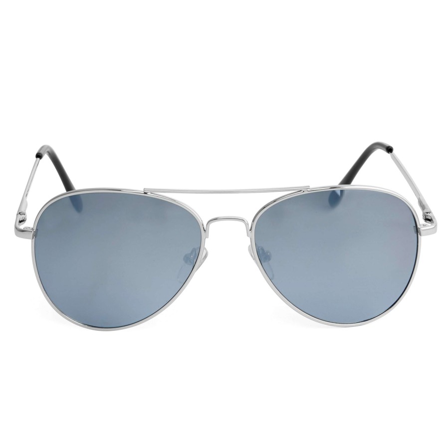 Sunglasses * | New Paul Riley Silver-Tone & Smoke Grey Aviator Sunglasses