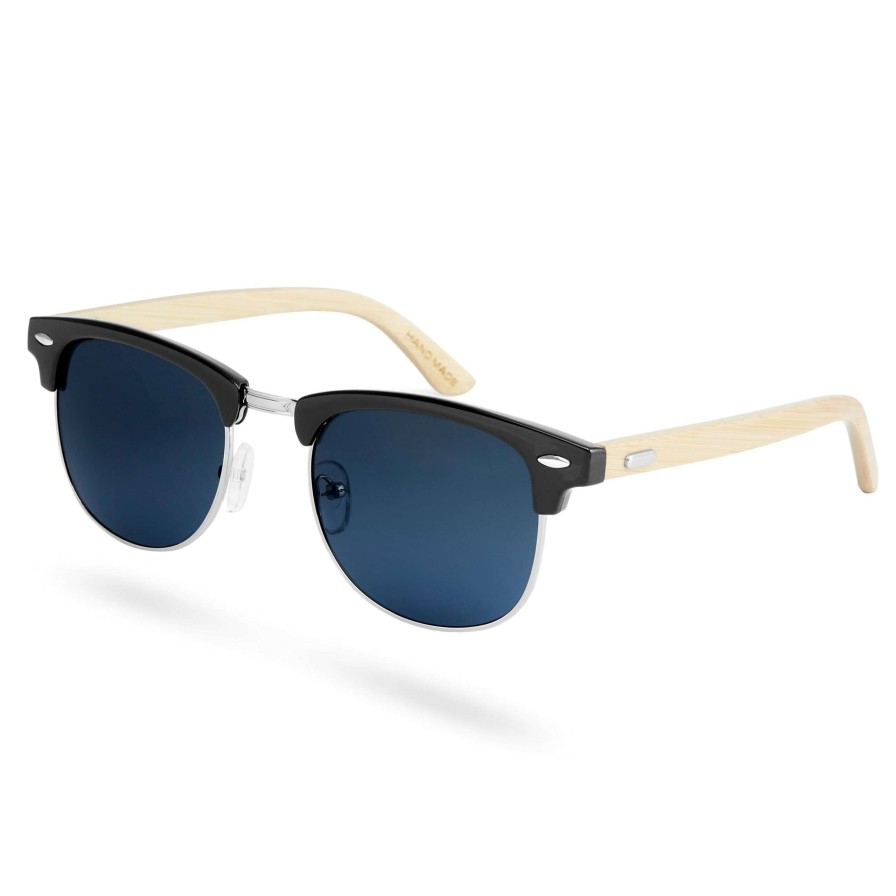 Sunglasses * | Best Pirce Paul Riley Black, Blue & Light Brown Wooden Sunglasses