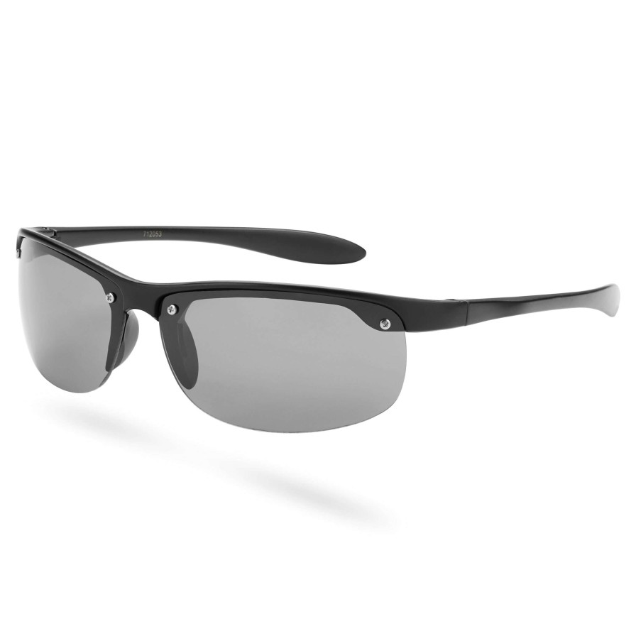 Sunglasses * | Brand New Evershade Black & Light Grey Wraparound Sports Sunglasses