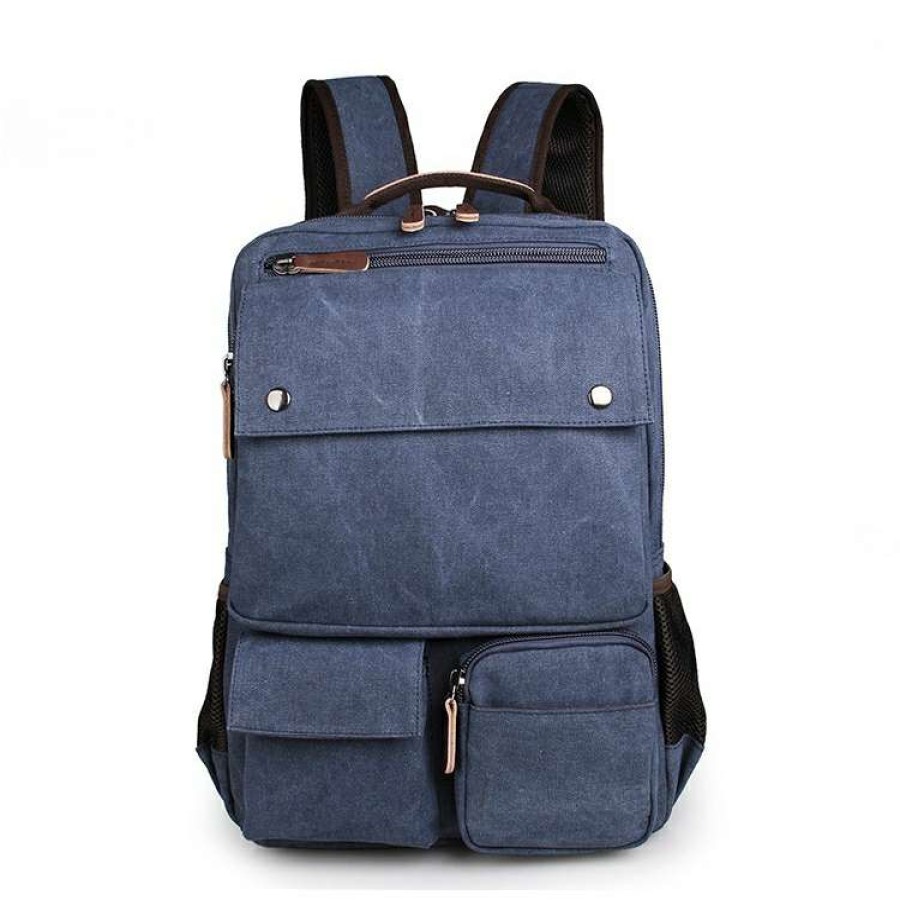 Bags * | Budget Delton Bags Compact Denim Blue Canvas Backpack