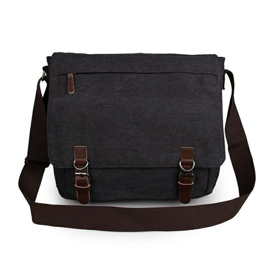 Messenger Bags * | Promo Delton Bags Dark Gray Canvas Messenger Bag