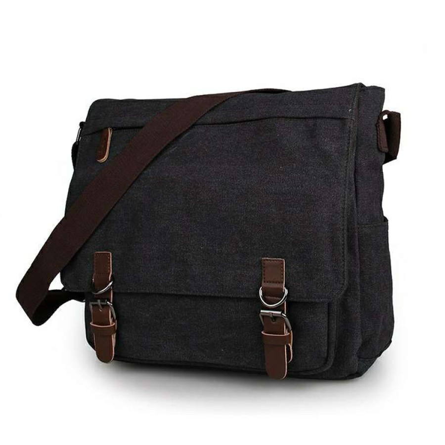 Messenger Bags * | Promo Delton Bags Dark Gray Canvas Messenger Bag