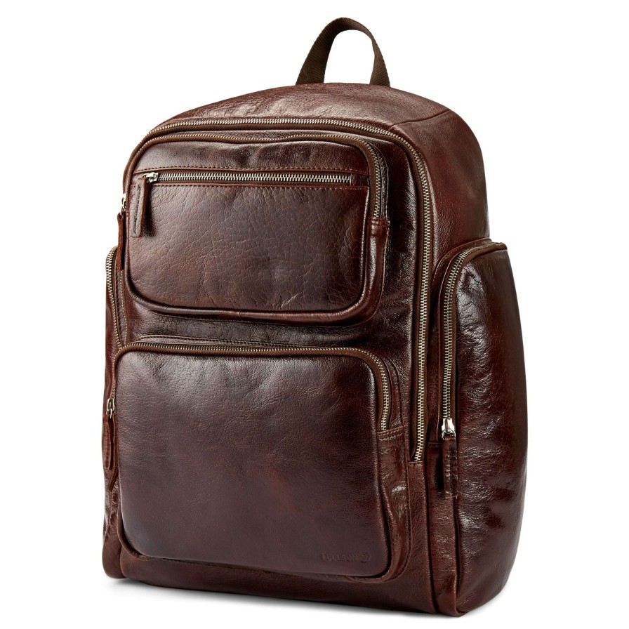 Bags * | Cheapest Lucleon California | Dark Brown Leather Backpack