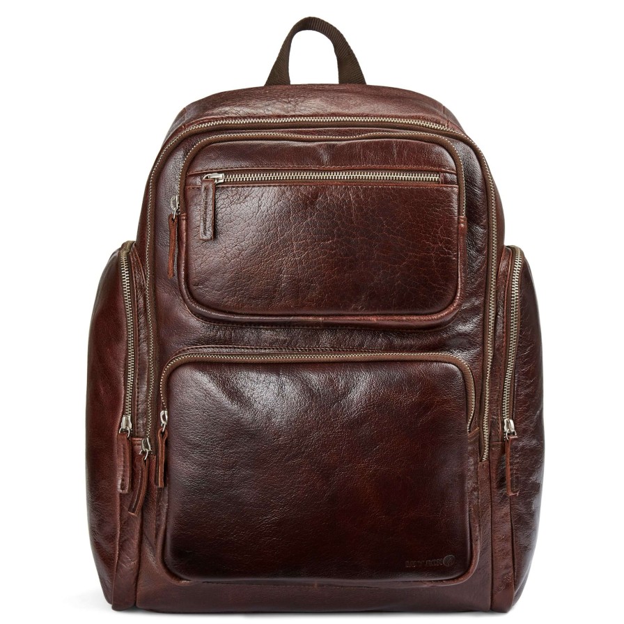 Bags * | Cheapest Lucleon California | Dark Brown Leather Backpack