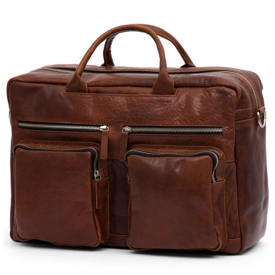 Bags * | Top 10 Lucleon Montreal Combi Tan Leather Travel Bag