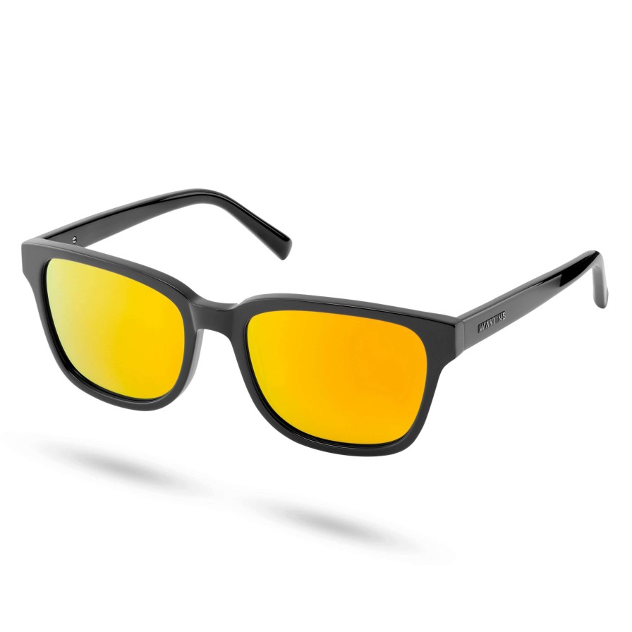 Sunglasses * | Best Sale Waykins Thea | Black & Mustard Yellow Polarised Sunglasses