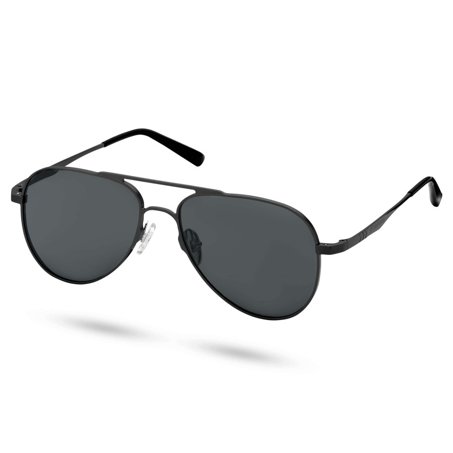 Sunglasses * | Hot Sale Sidegren Black Polarised Titanium Aviator Sunglasses