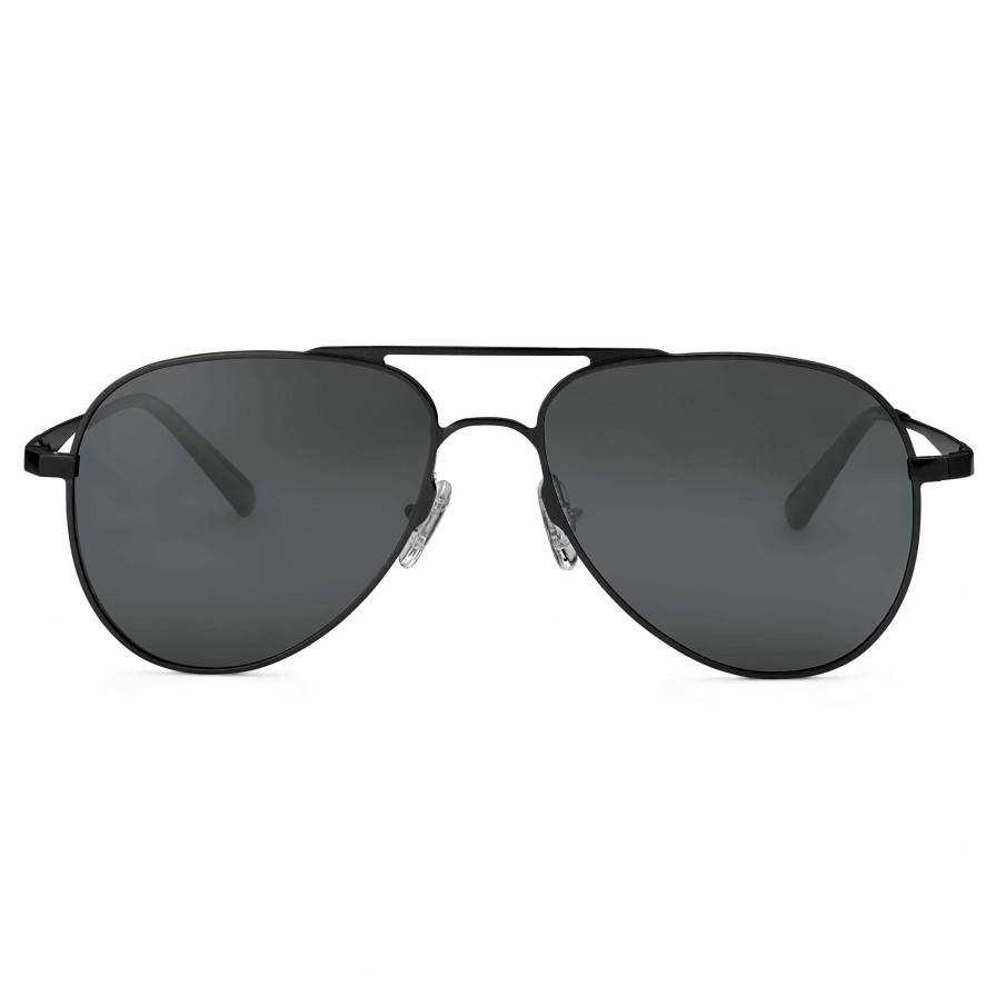 Sunglasses * | Hot Sale Sidegren Black Polarised Titanium Aviator Sunglasses