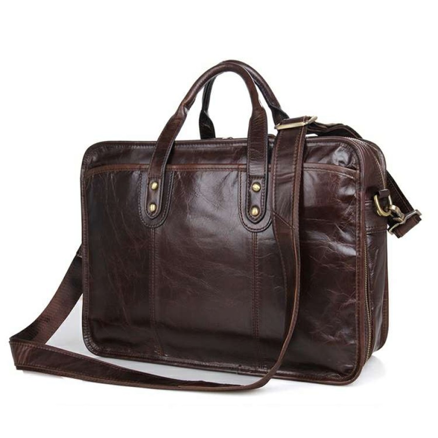 Bags * | Budget Delton Bags Chestnut Leather Briefcase