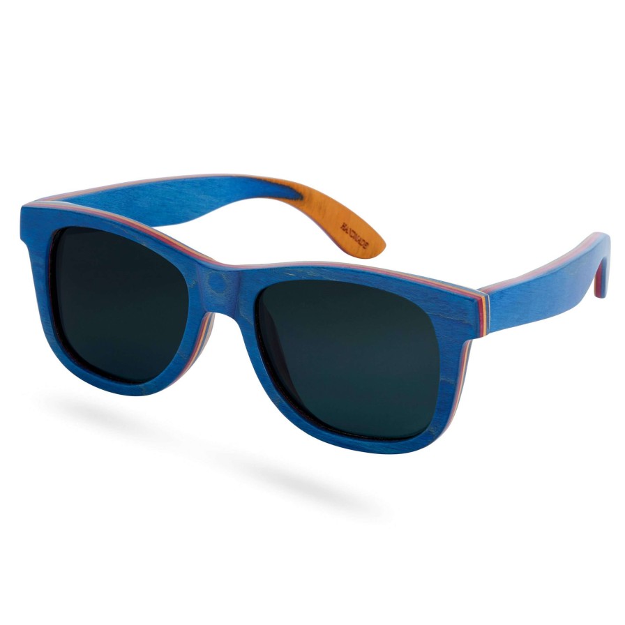 Sunglasses * | Flash Sale Paul Riley Retro Cobalt Blue Skateboard Wood Polarized Sunglasses