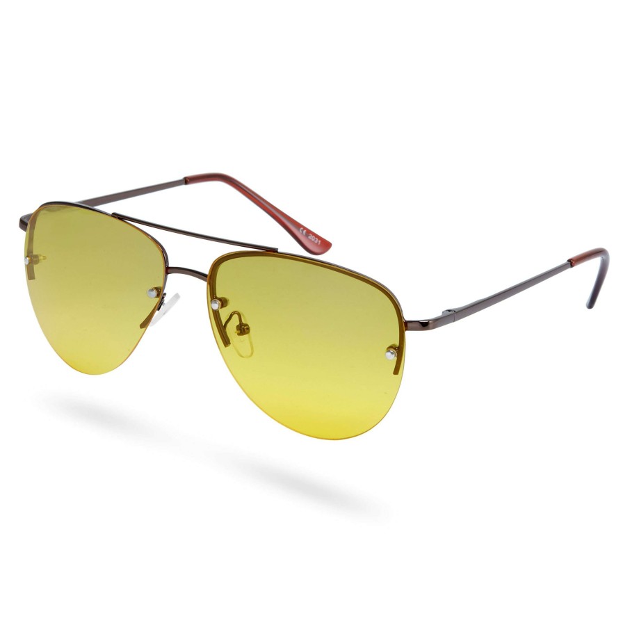 Sunglasses * | Buy Paul Riley Brown & Yellow Aviator Sunglasses