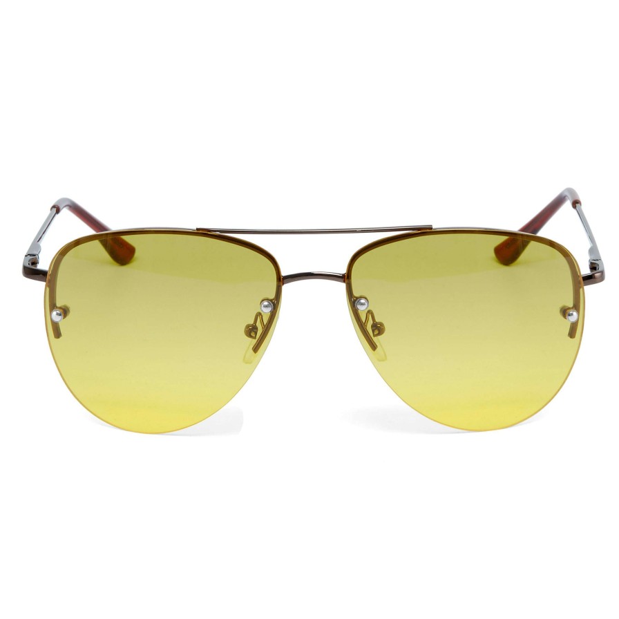 Sunglasses * | Buy Paul Riley Brown & Yellow Aviator Sunglasses