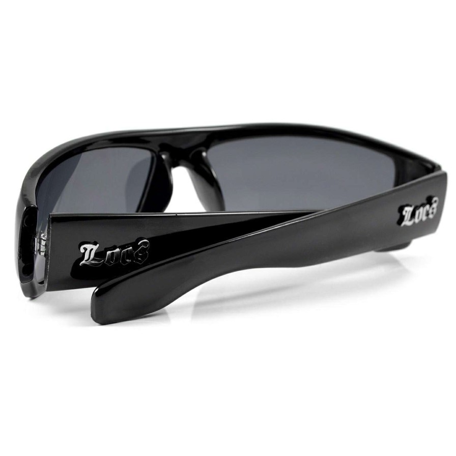 Sunglasses * | New Locs Classic Black & Black Biker Sunglasses