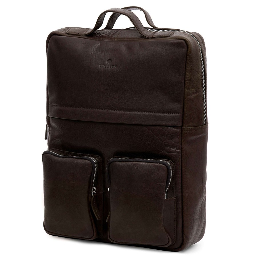 Bags * | Discount Lucleon Montreal | Dark Brown Retro Leather Backpack