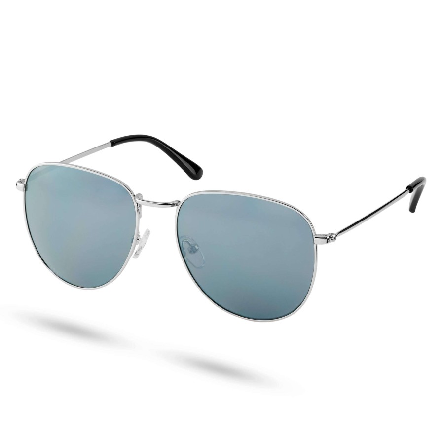 Sunglasses * | Budget Waykins Thea | Silver-Tone & Smoke Grey Stainless Steel Aviator Sunglasses