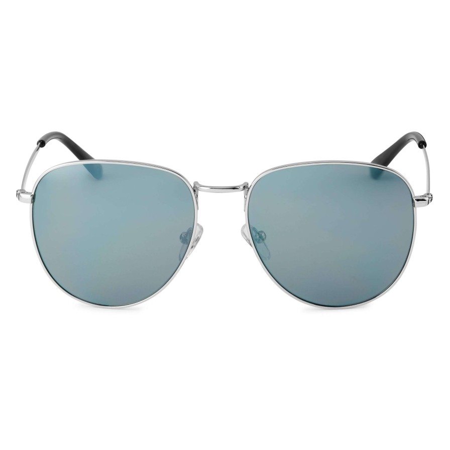 Sunglasses * | Budget Waykins Thea | Silver-Tone & Smoke Grey Stainless Steel Aviator Sunglasses