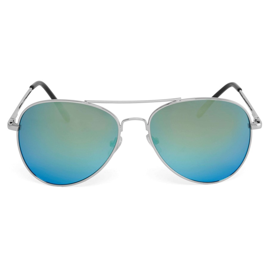 Sunglasses * | Best Pirce Paul Riley Silver-Tone & Turquoise Aviator Sunglasses