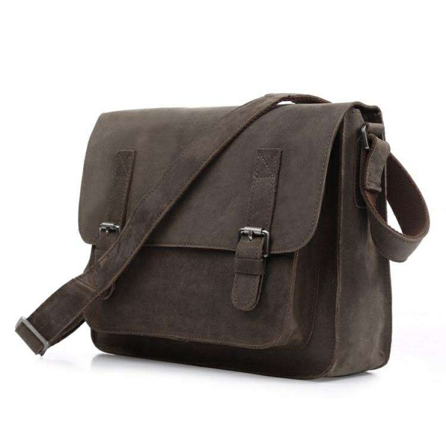 Bags * | Discount Delton Bags Slick Brown Leather Briefcase