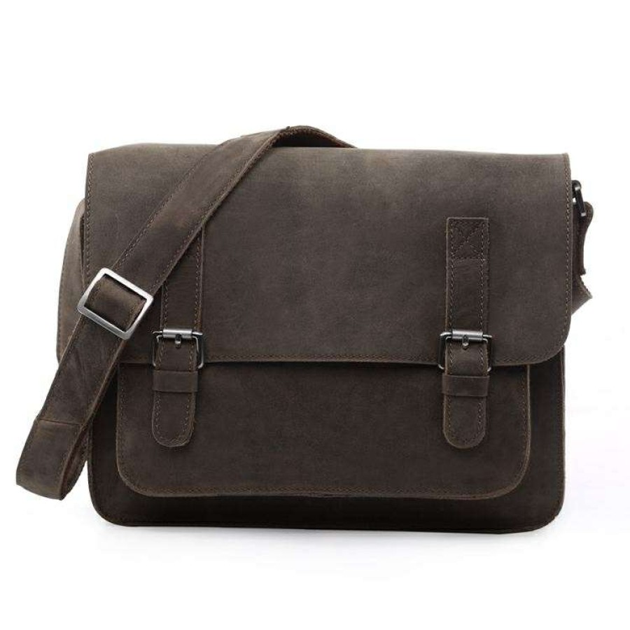 Bags * | Discount Delton Bags Slick Brown Leather Briefcase