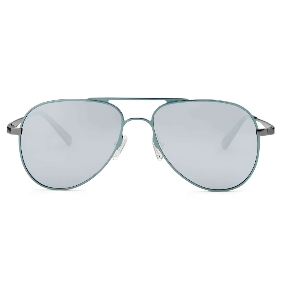 Sunglasses * | Best Sale Sidegren Gunmetal Grey & Light Blue Polarised Titanium Aviator Sunglasses