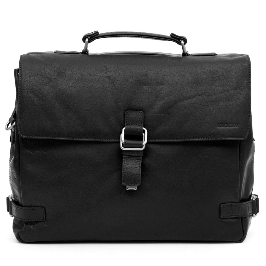 Bags * | Coupon Lucleon Montreal | Luxury Black Leather Satchel Bag