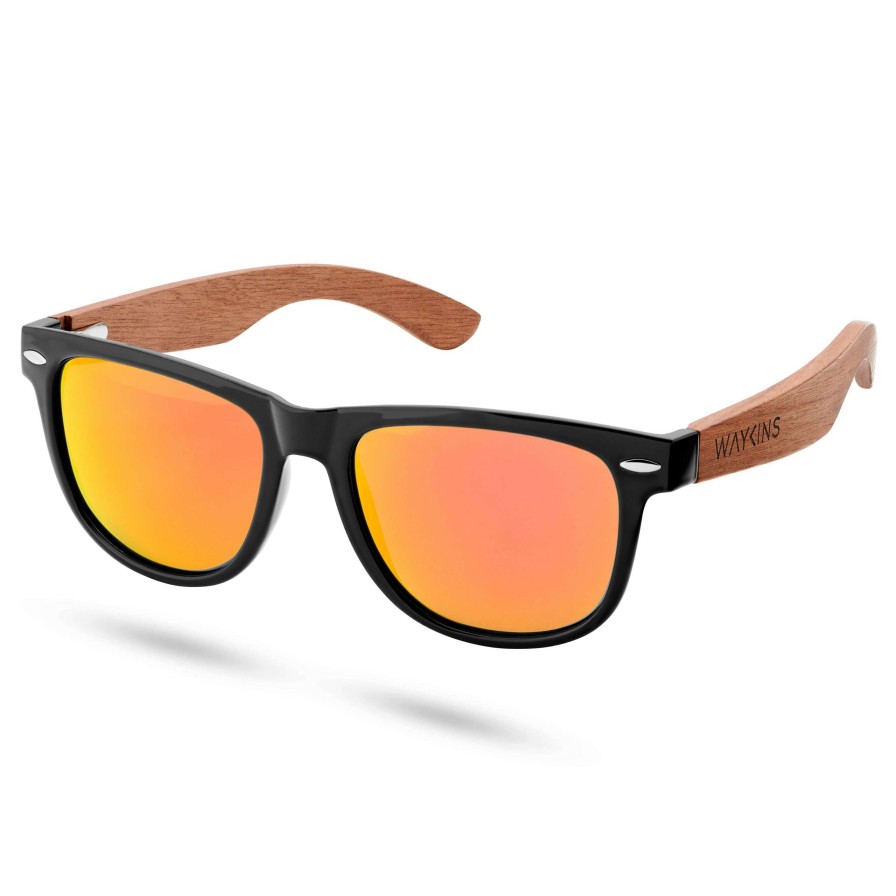 Sunglasses * | Buy Waykins Black & Brown Wooden Sunglasses