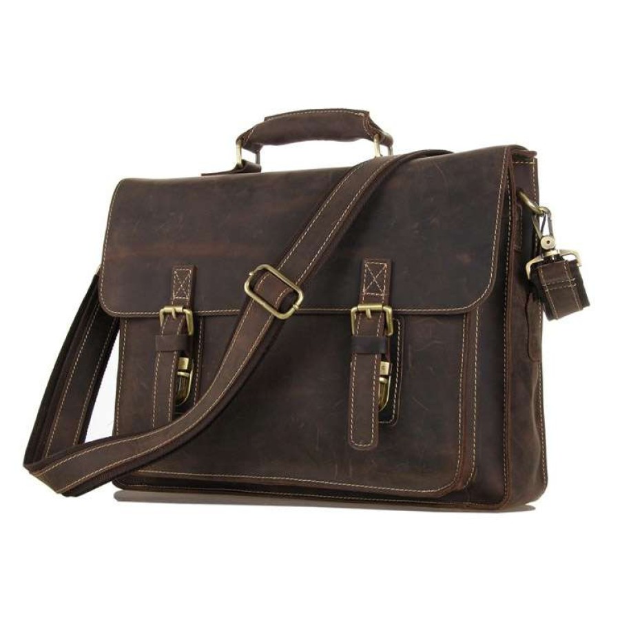 Bags * | Brand New Delton Bags Marlano Dark Brown Leather Case