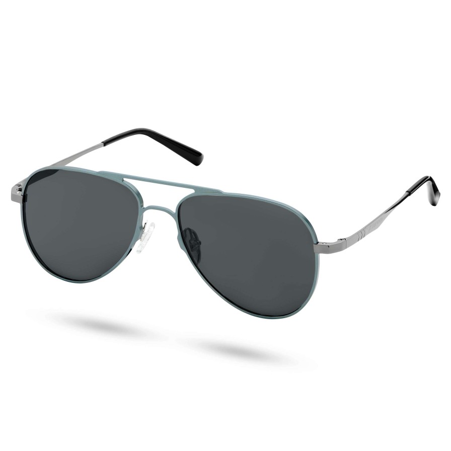 Sunglasses * | Best Deal Sidegren Gunmetal Grey Polarized Titanium Aviator Sunglasses