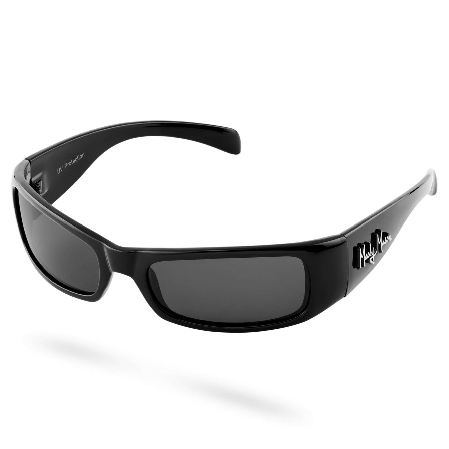 Sunglasses * | Deals Moody Mason Black & Black Slim Sunglasses