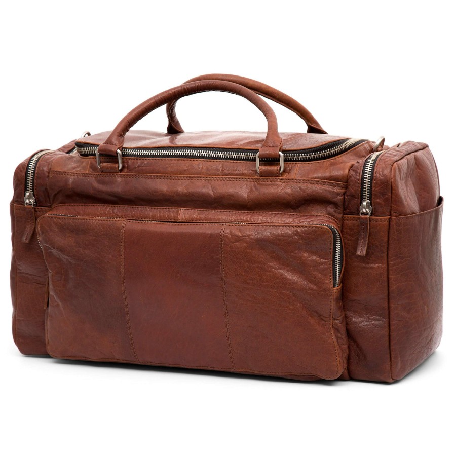 Bags * | Brand New Lucleon Montreal | Tan Leather Travel Bag