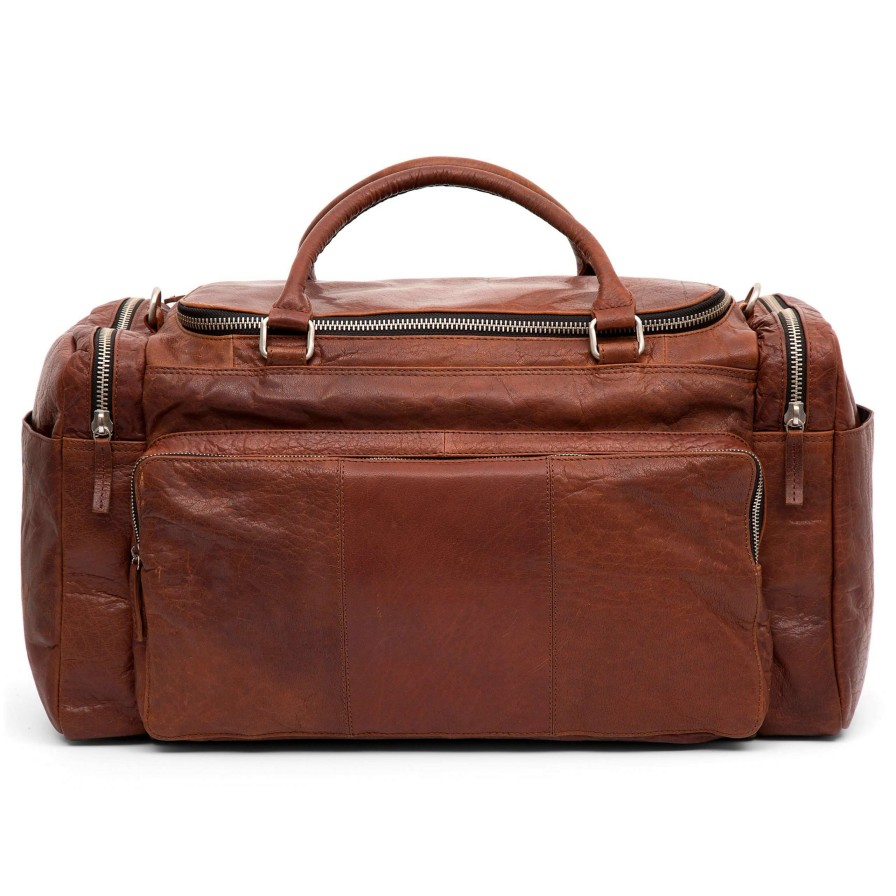 Bags * | Brand New Lucleon Montreal | Tan Leather Travel Bag